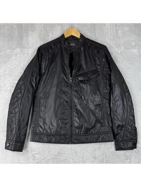 G-Star RAW Revend Slim 3D Biker Style Jacket Black Coated Size Small Lightweight